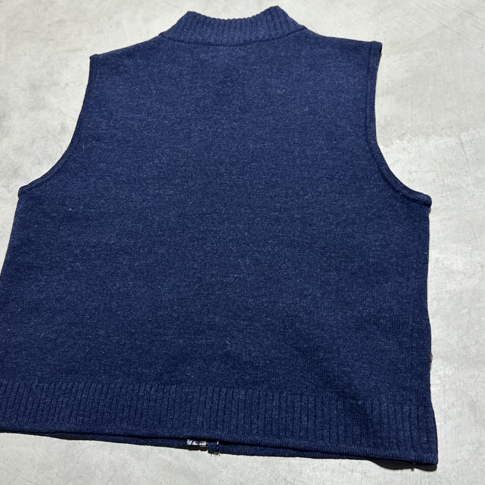 Woolrich Vest Vintage Medium Women Blue Wool Embroidered Bear Fish Hand Sewn Zip - Picture 8 of 8